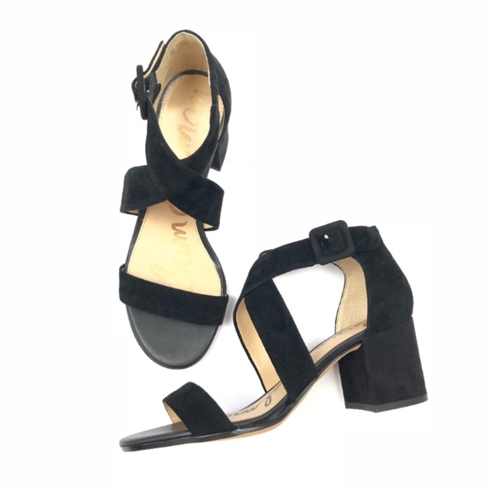 Sam Edelman Sonia Black Suede Sandals w Block Heel